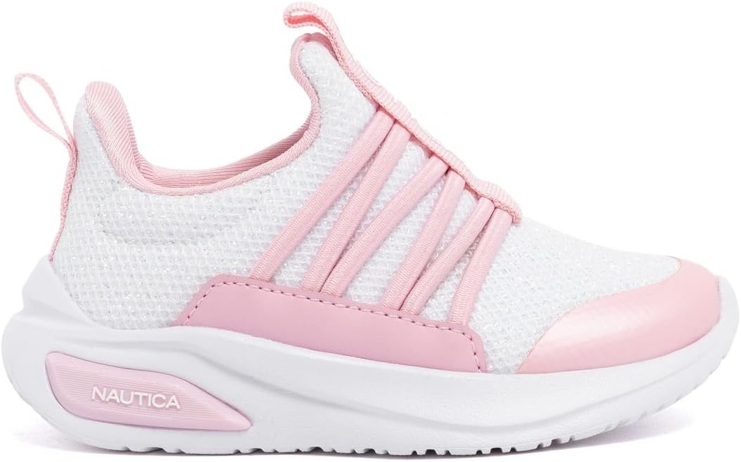 image:imageNautica Girls Athletic SlipOn Sneakers Comfortable Bungee Running Shoes Stylish Tennis Footwear for Active Kids Big Kid Little Kid ToddlerBlue Pinkswimm