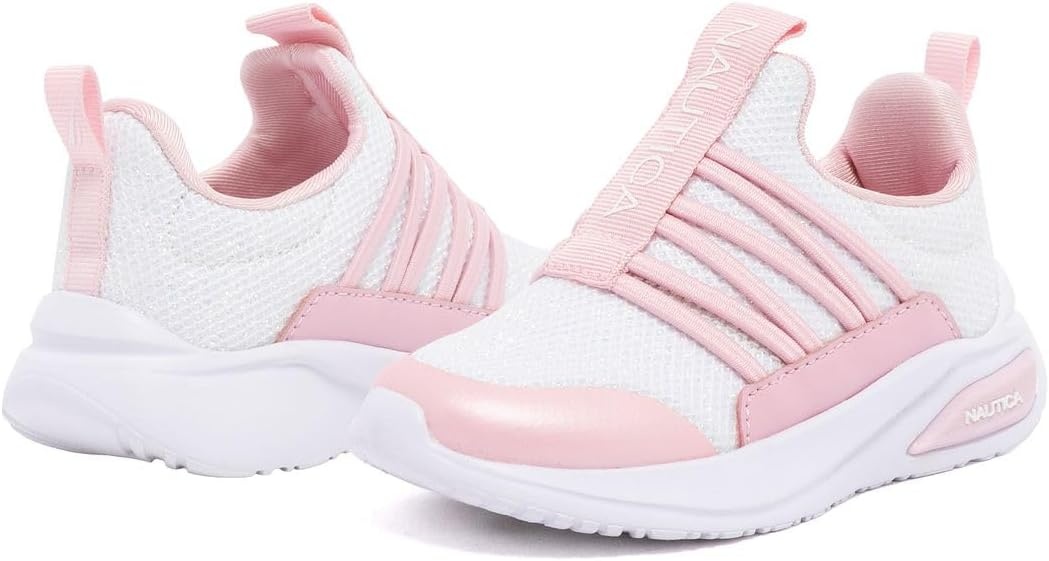 image:imageNautica Girls Athletic SlipOn Sneakers Comfortable Bungee Running Shoes Stylish Tennis Footwear for Active Kids Big Kid Little Kid ToddlerBlue Pinkswimm