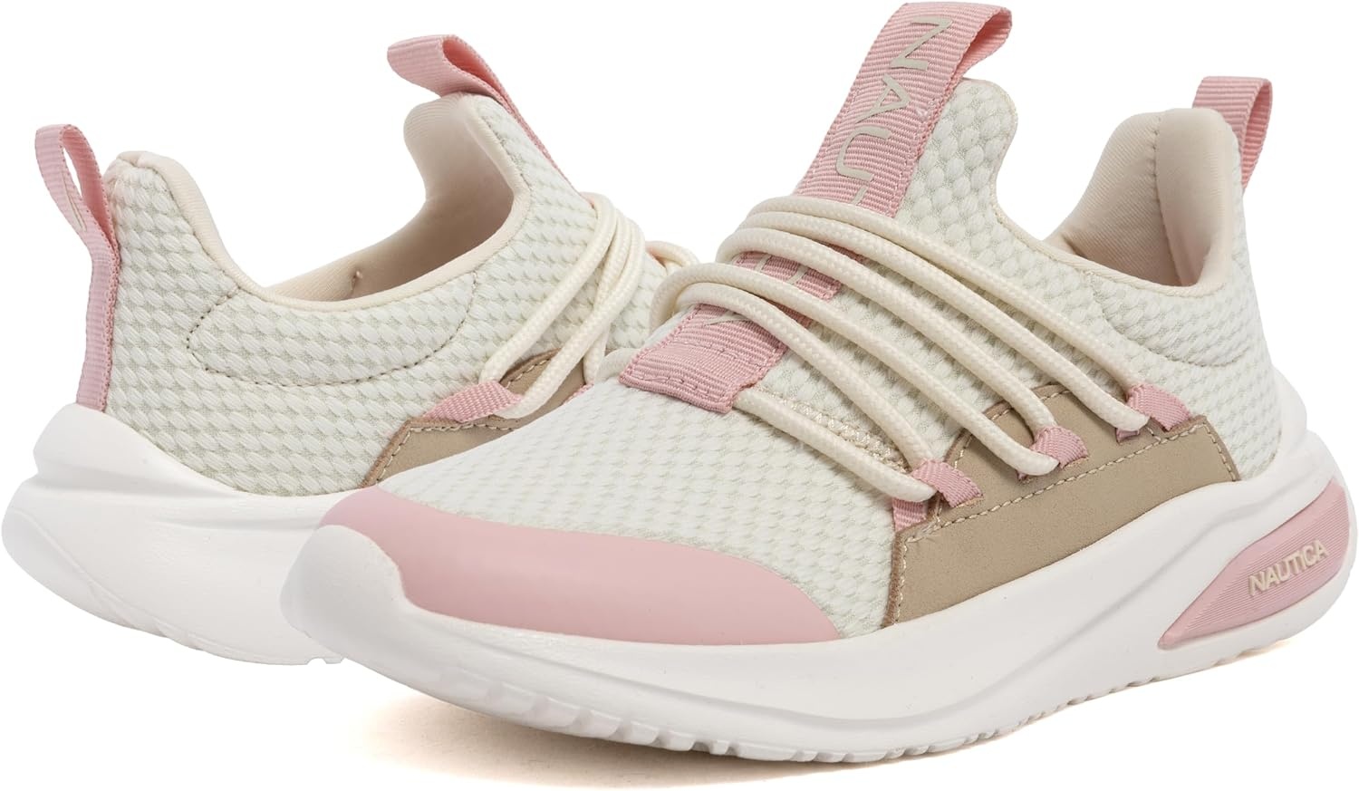 image:imageNautica Girls Athletic SlipOn Sneakers Comfortable Bungee Running Shoes Stylish Tennis Footwear for Active Kids Big Kid Little Kid ToddlerBone Tan Pink