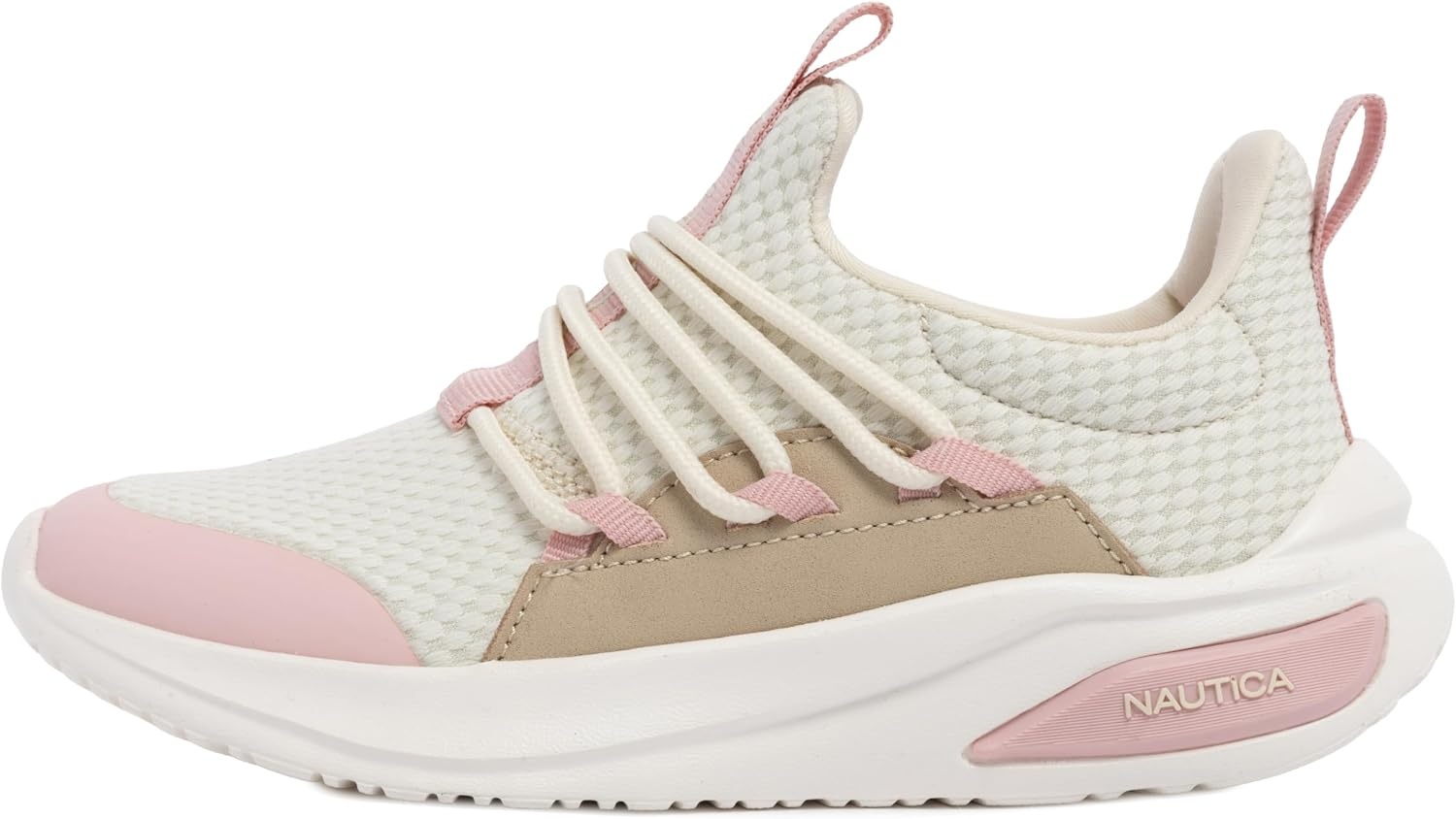 image:imageNautica Girls Athletic SlipOn Sneakers Comfortable Bungee Running Shoes Stylish Tennis Footwear for Active Kids Big Kid Little Kid ToddlerBone Tan Pink