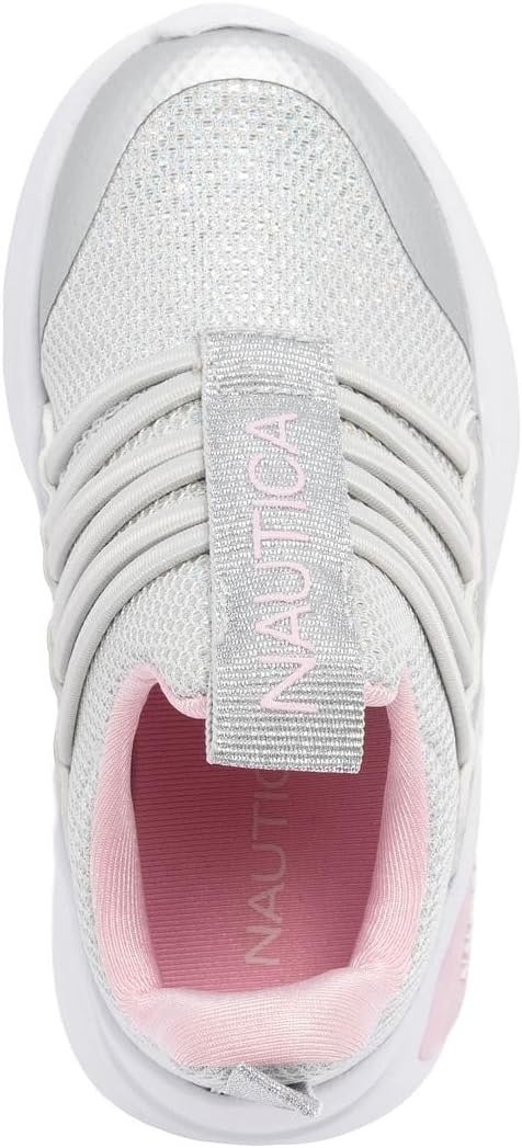 image:imageNautica Girls Athletic SlipOn Sneakers Comfortable Bungee Running Shoes Stylish Tennis Footwear for Active Kids Big Kid Little Kid ToddlerGrey Silver Pink