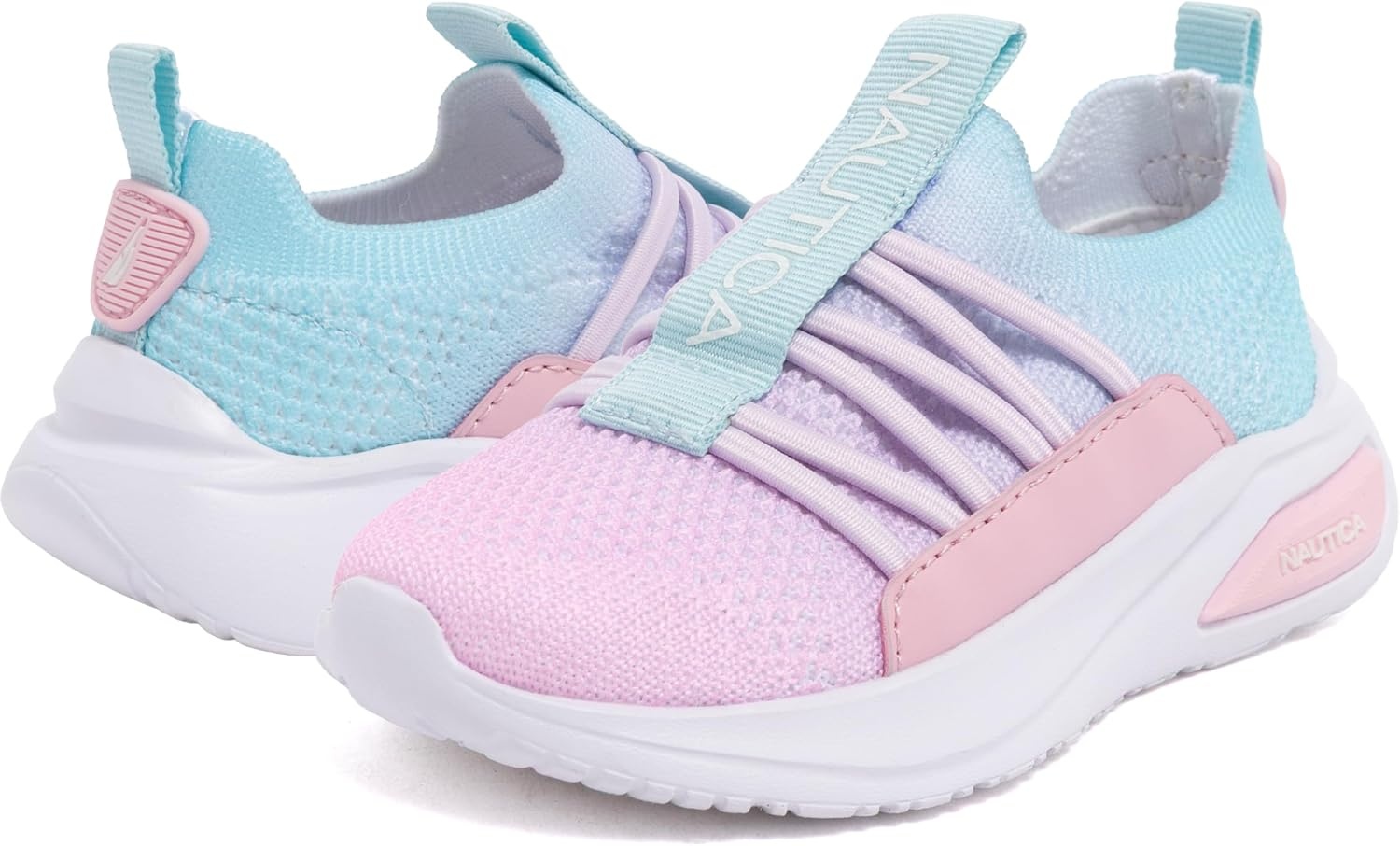 image:imageNautica Girls Athletic SlipOn Sneakers Comfortable Bungee Running Shoes Stylish Tennis Footwear for Active Kids Big Kid Little Kid ToddlerPink Blue Lilac