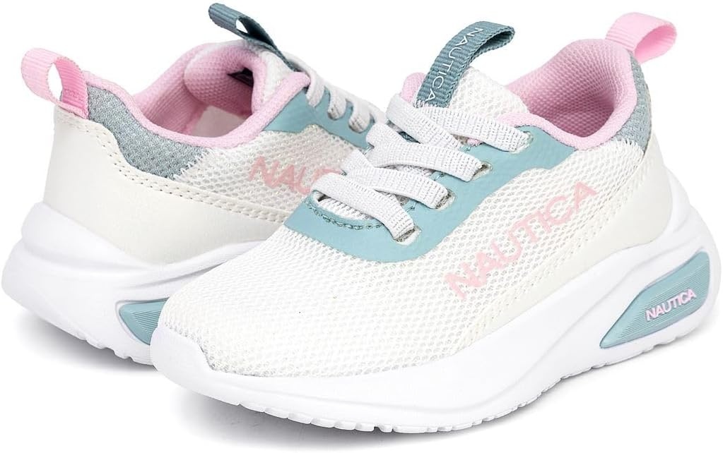 image:imageNautica Girls Athletic SlipOn Sneakers Comfortable Bungee Running Shoes Stylish Tennis Footwear for Active Kids Big Kid Little Kid ToddlerWhite Blue Pink