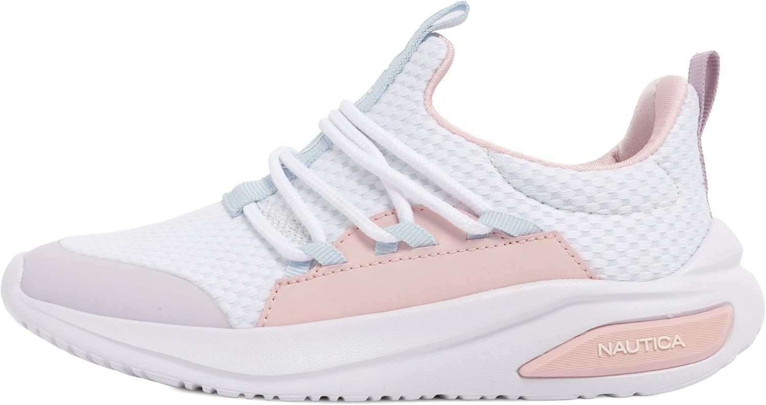 image:imageNautica Girls Athletic SlipOn Sneakers Comfortable Bungee Running Shoes Stylish Tennis Footwear for Active Kids Big Kid Little Kid ToddlerWhite Pink Lilac