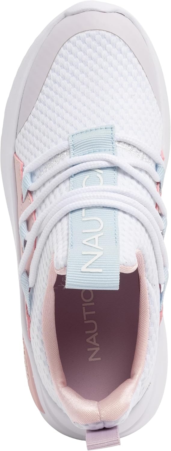 image:imageNautica Girls Athletic SlipOn Sneakers Comfortable Bungee Running Shoes Stylish Tennis Footwear for Active Kids Big Kid Little Kid ToddlerWhite Pink Lilac