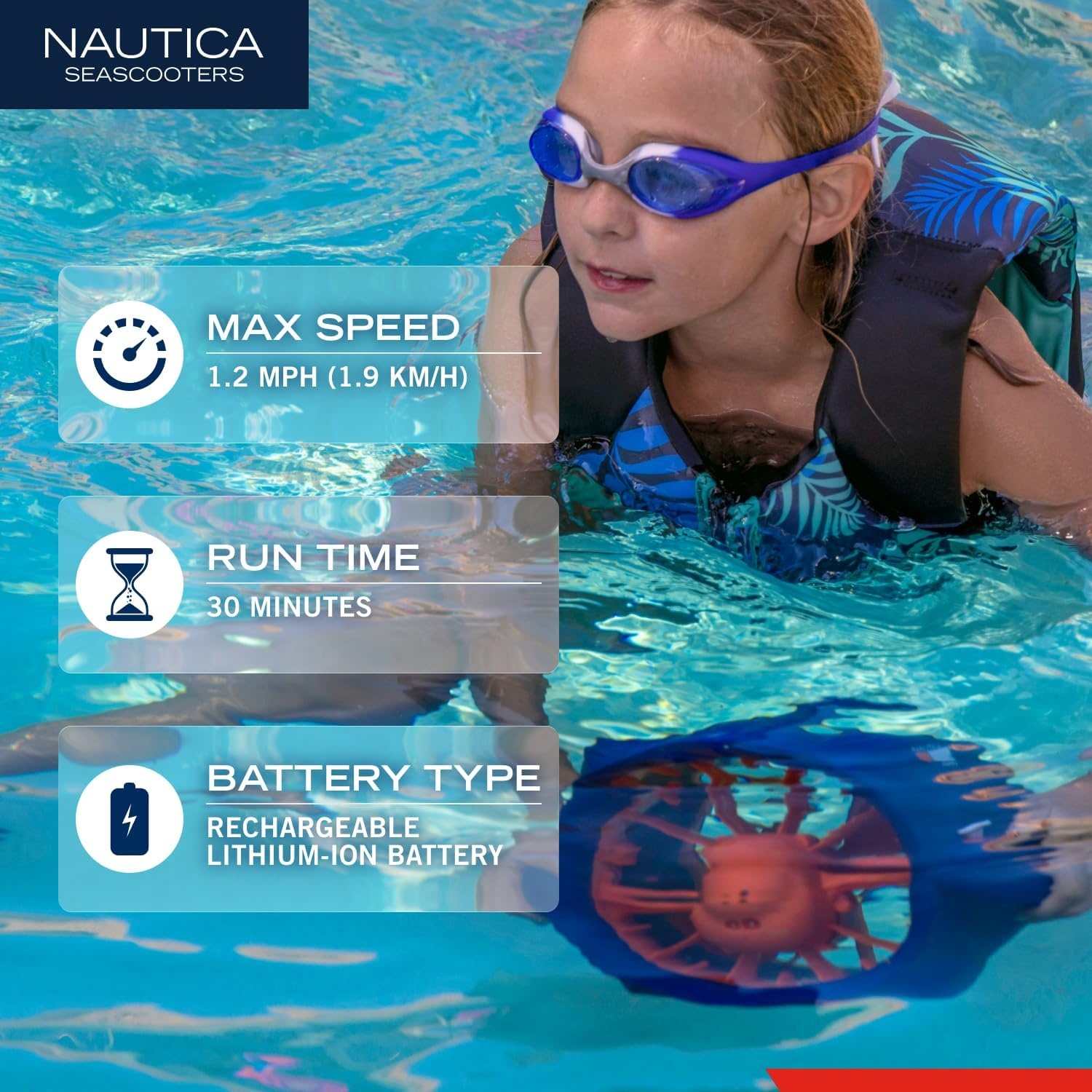 image:imageNautica Guppy Underwater Seascooter for Kids Pool and Snorkeling Play