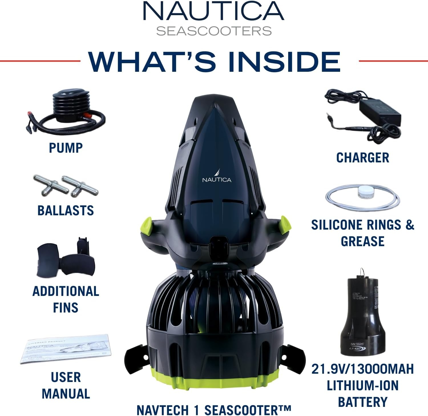 image:imageNautica J Class Underwater seascooter Foldable and Travel Ready for Diving Snorkeling and CruisingNavy