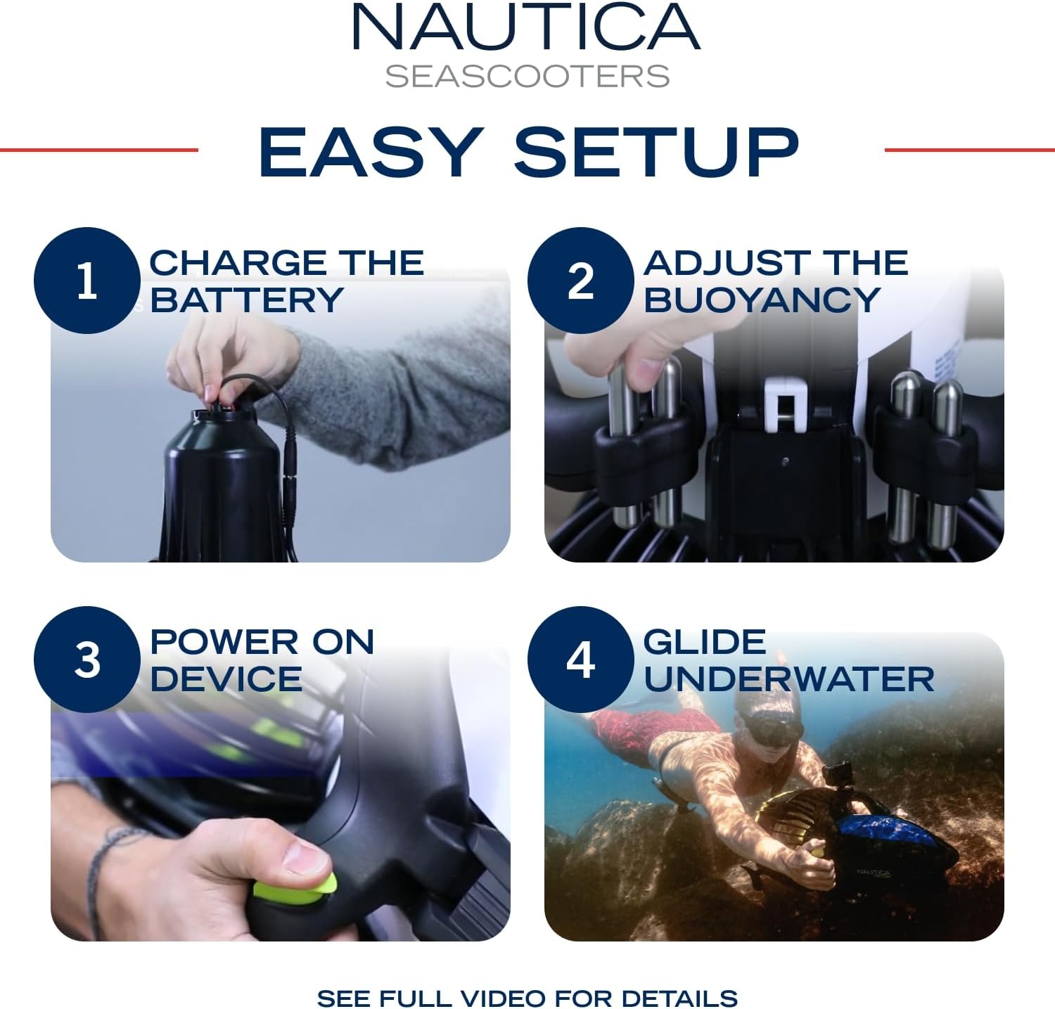 image:imageNautica J Class Underwater seascooter Foldable and Travel Ready for Diving Snorkeling and CruisingNavy