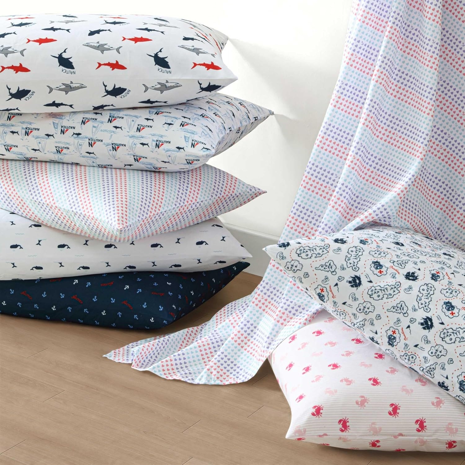 image:imageNautica Kids Twin XL Sheet Set UltraSoft Microfiber Bedding with Fully Elastic Fitted Sheet Coastal Kids Bed Set with Pillowcase Easy Care Bedding Caspian WhalesCaspian Whales Navy