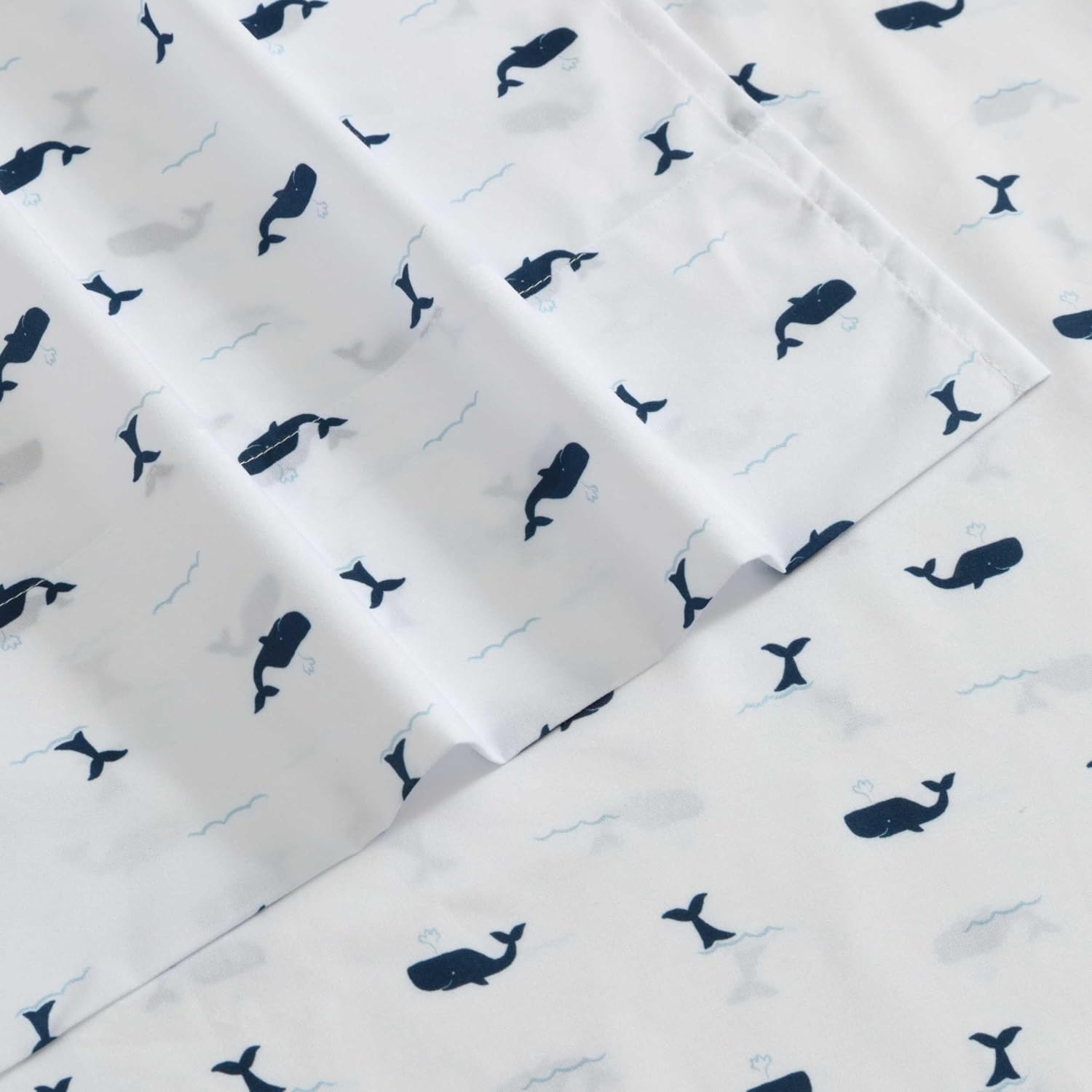 image:imageNautica Kids Twin XL Sheet Set UltraSoft Microfiber Bedding with Fully Elastic Fitted Sheet Coastal Kids Bed Set with Pillowcase Easy Care Bedding Caspian WhalesCaspian Whales Navy
