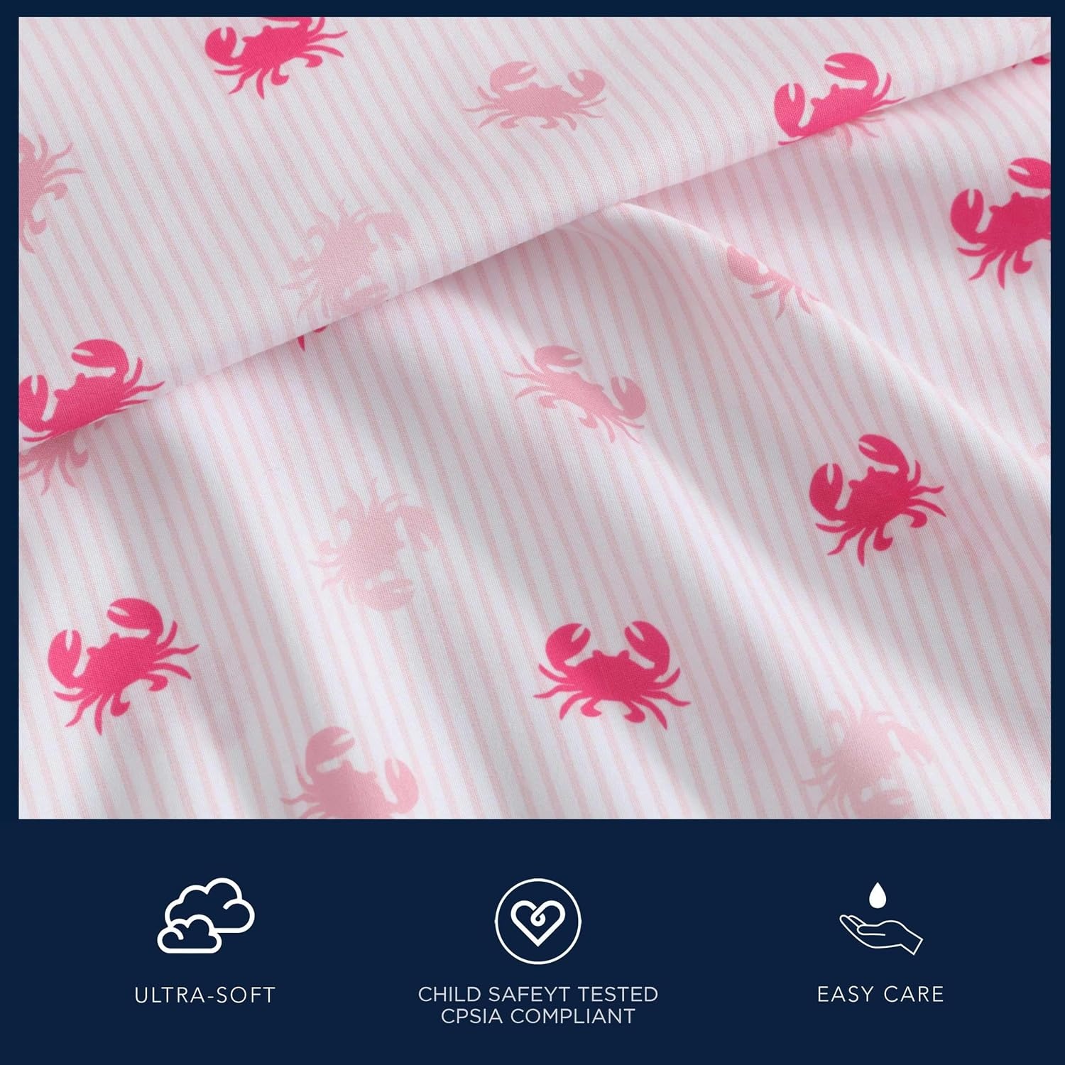 image:imageNautica Kids Twin XL Sheet Set UltraSoft Microfiber Bedding with Fully Elastic Fitted Sheet Coastal Kids Bed Set with Pillowcase Easy Care Bedding Caspian WhalesAxton Crab Pink