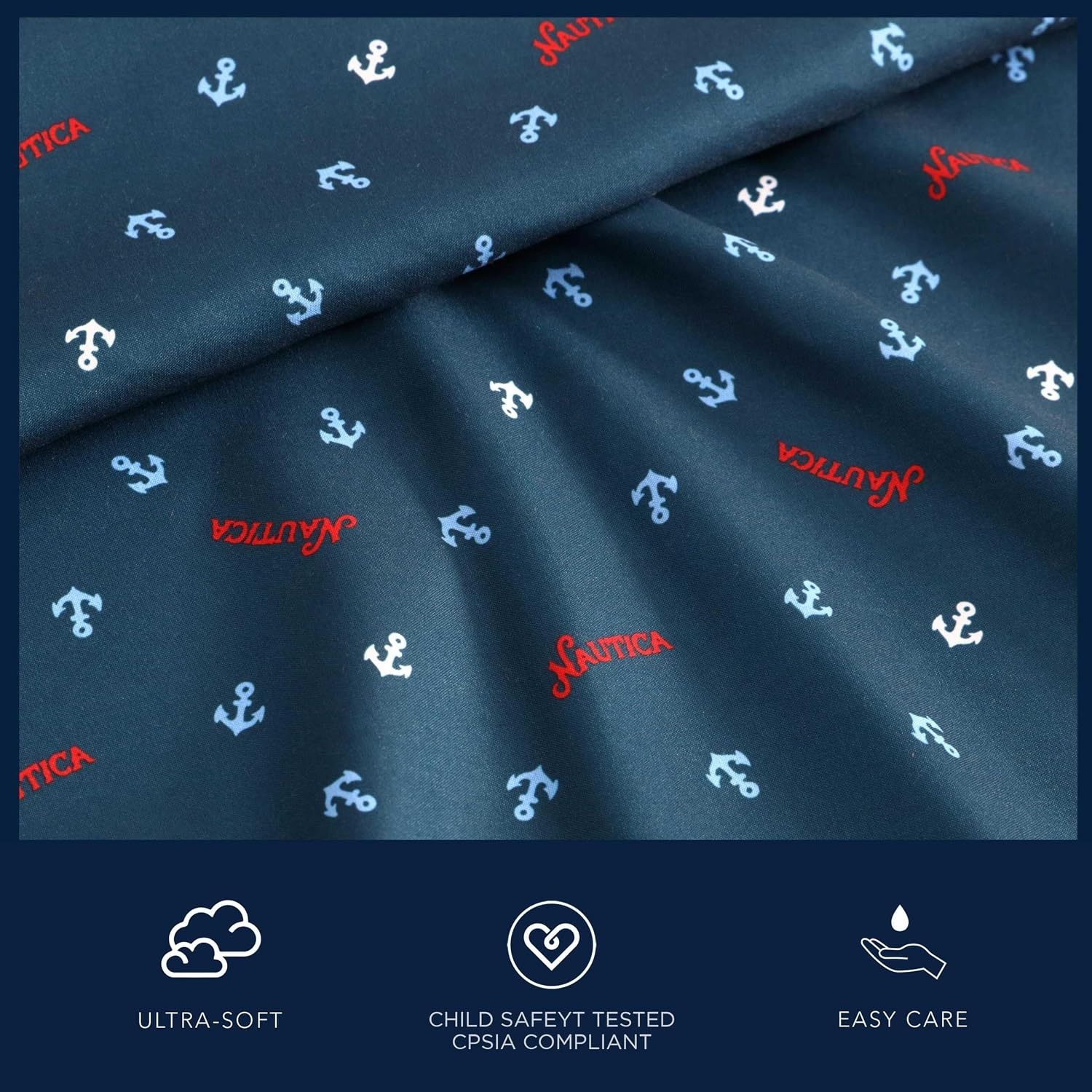 image:imageNautica Kids Twin XL Sheet Set UltraSoft Microfiber Bedding with Fully Elastic Fitted Sheet Coastal Kids Bed Set with Pillowcase Easy Care Bedding Caspian WhalesJonesy Navy