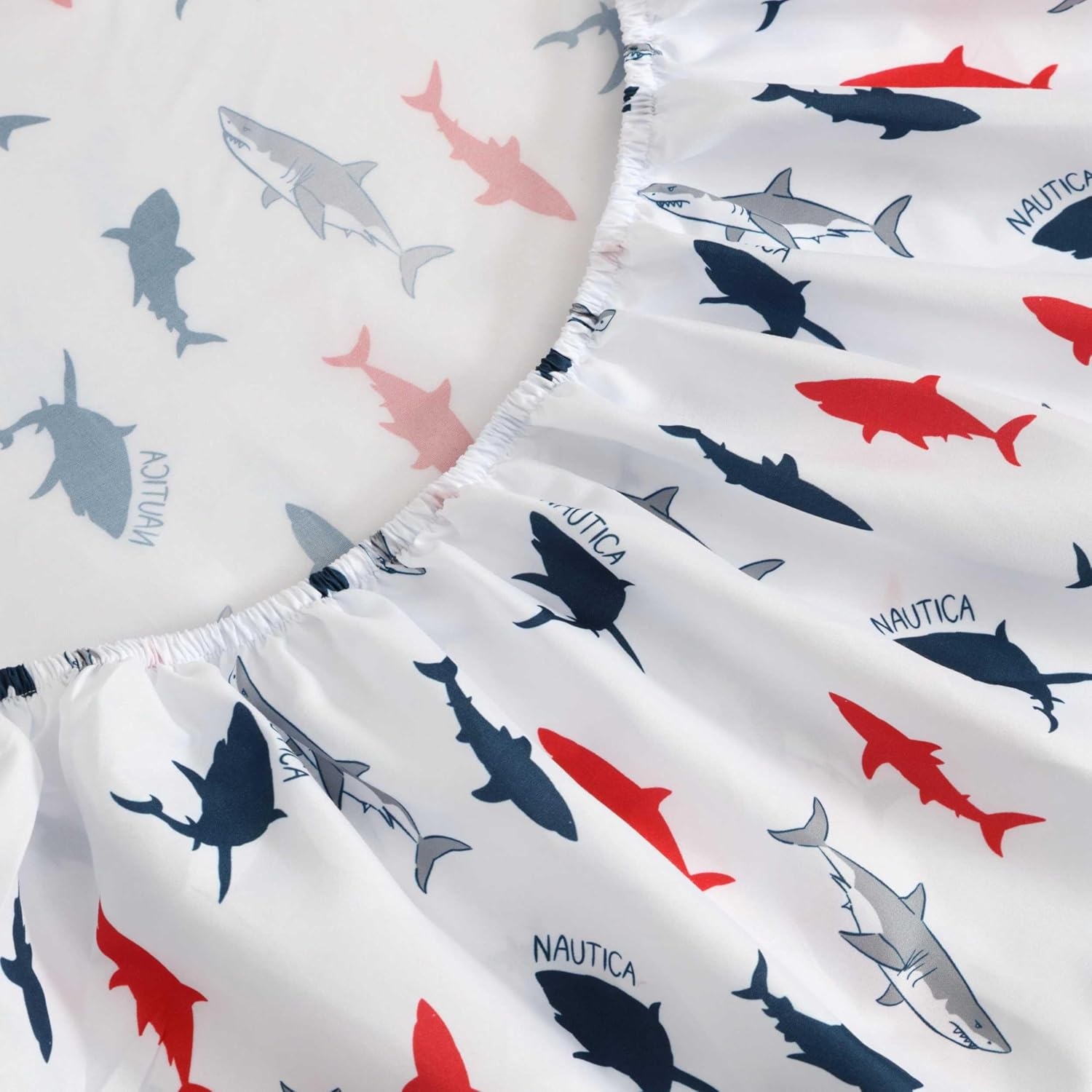 image:imageNautica Kids Twin XL Sheet Set UltraSoft Microfiber Bedding with Fully Elastic Fitted Sheet Coastal Kids Bed Set with Pillowcase Easy Care Bedding Caspian WhalesBranson Sharks Navy