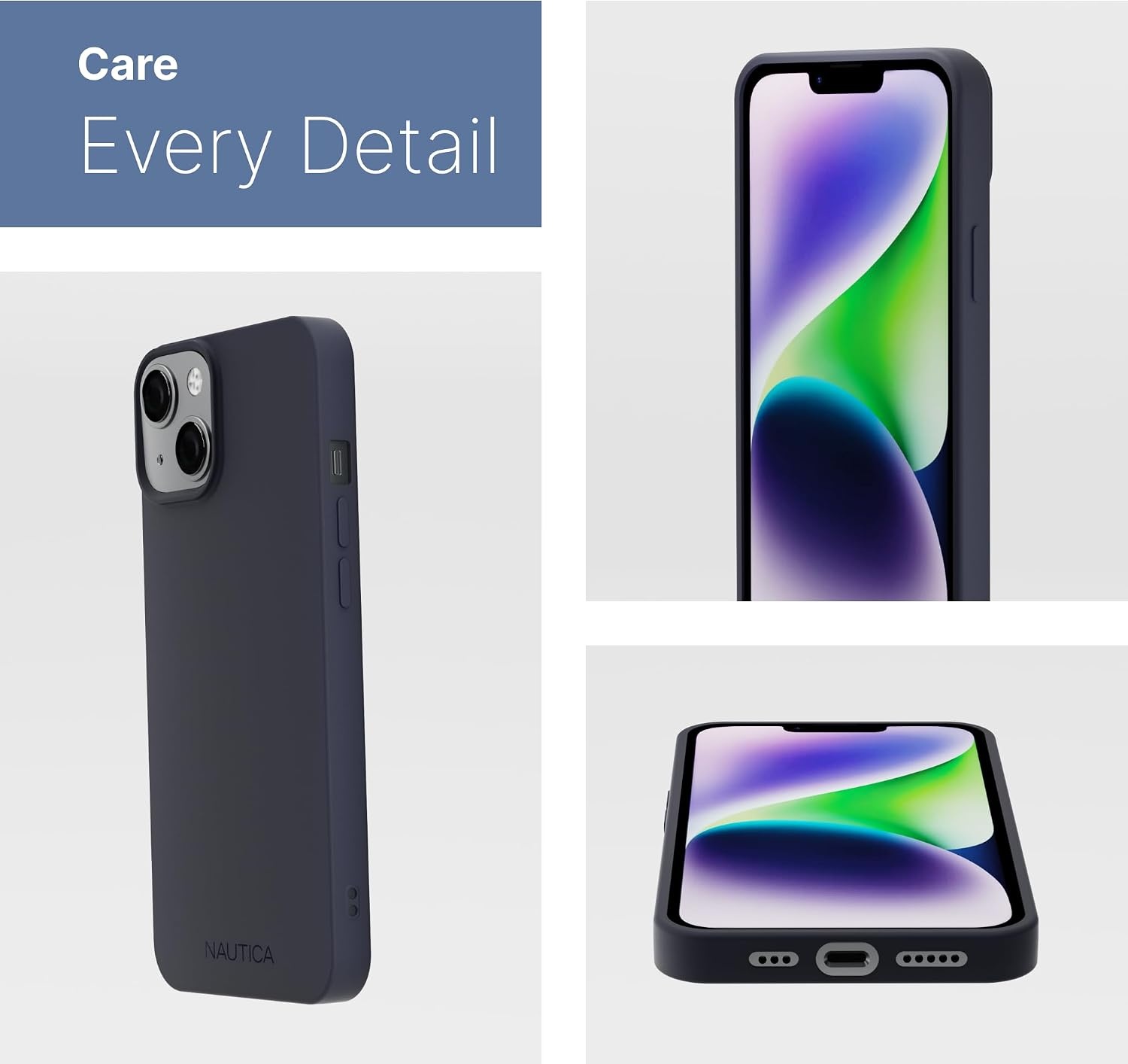 image:imageNautica Matte Phone Case for iPhone 14 Plus Case with UltraLight Slim Design SoftTouch Finish AntiScratch Shockproof Protective FullBody Phone CoverNavy