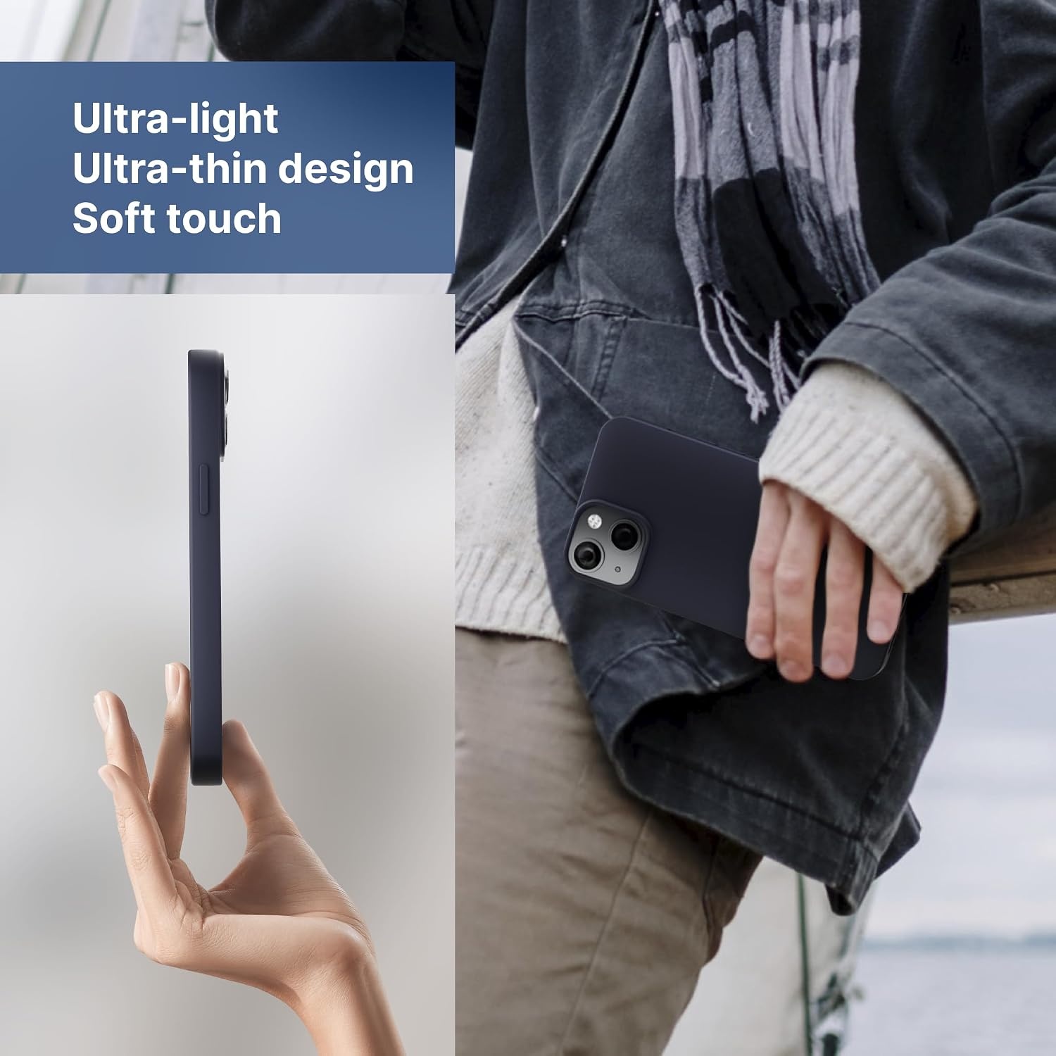 image:imageNautica Matte Phone Case for iPhone 14 Plus Case with UltraLight Slim Design SoftTouch Finish AntiScratch Shockproof Protective FullBody Phone CoverNavy
