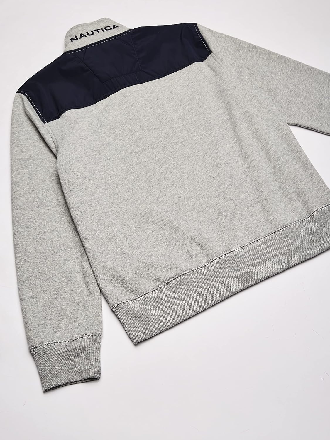 image:imageNautica Mens 14 Zip Pieced Fleece SweatshirtGrey Heather