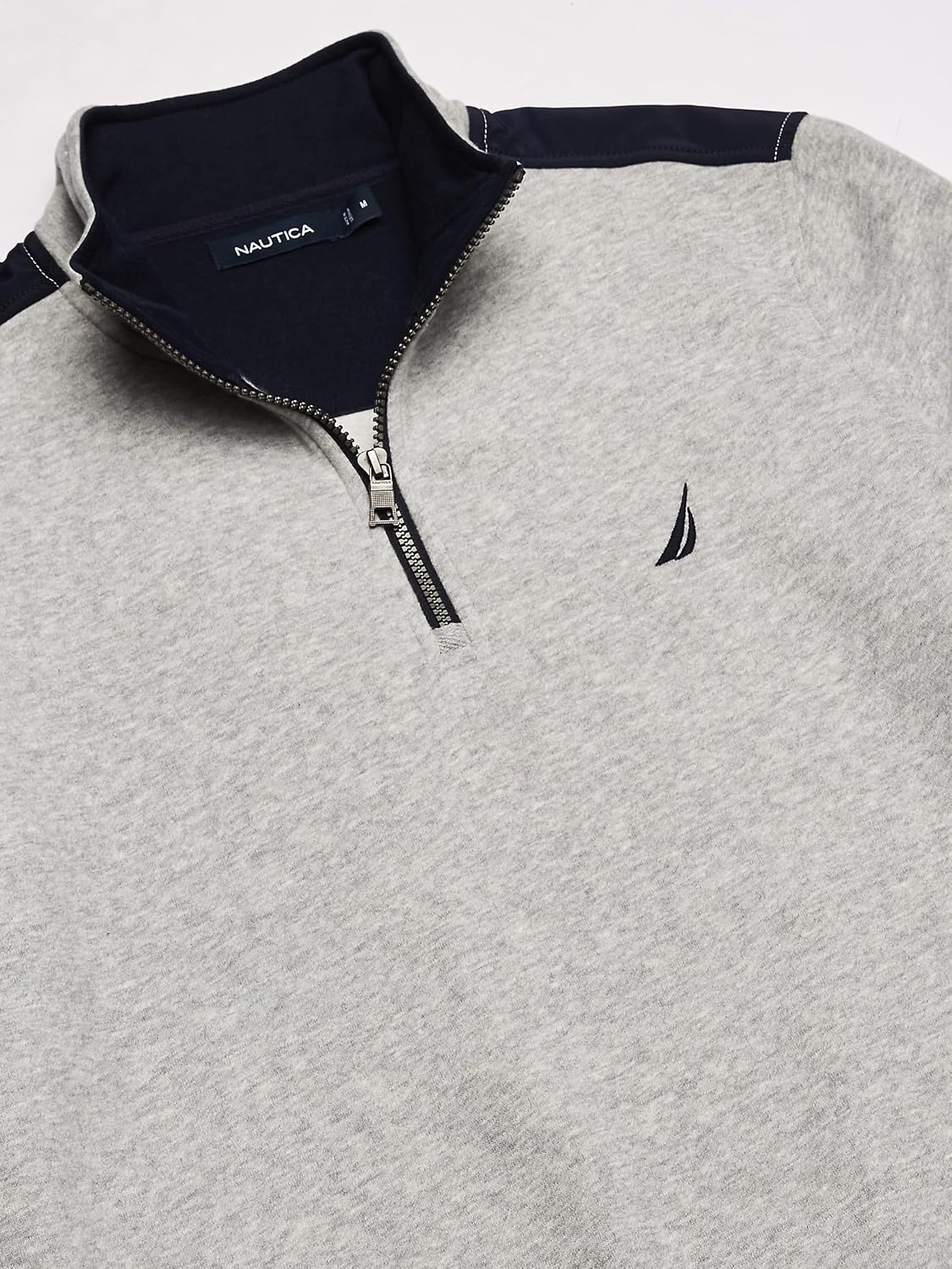 image:imageNautica Mens 14 Zip Pieced Fleece SweatshirtGrey Heather