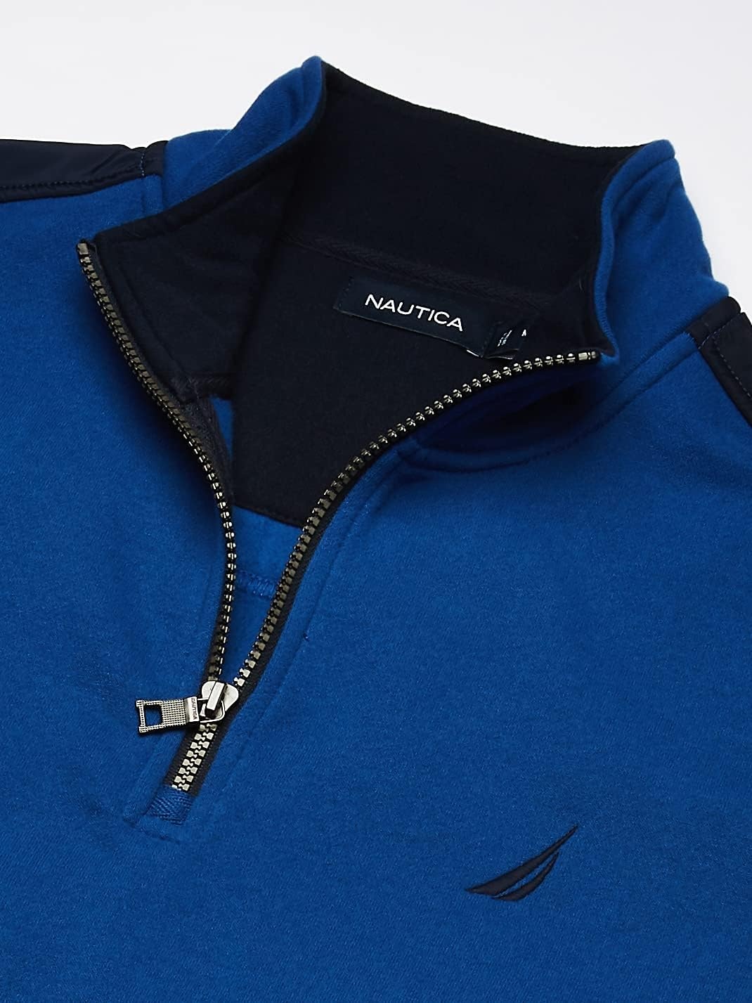image:imageNautica Mens 14 Zip Pieced Fleece SweatshirtMonaco Blue