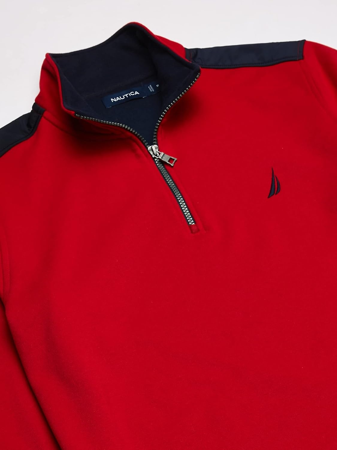 image:imageNautica Mens 14 Zip Pieced Fleece SweatshirtNautica Red