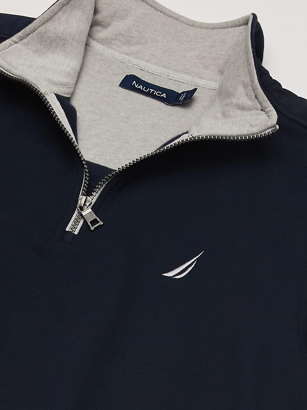 image:imageNautica Mens 14 Zip Pieced Fleece SweatshirtNavy
