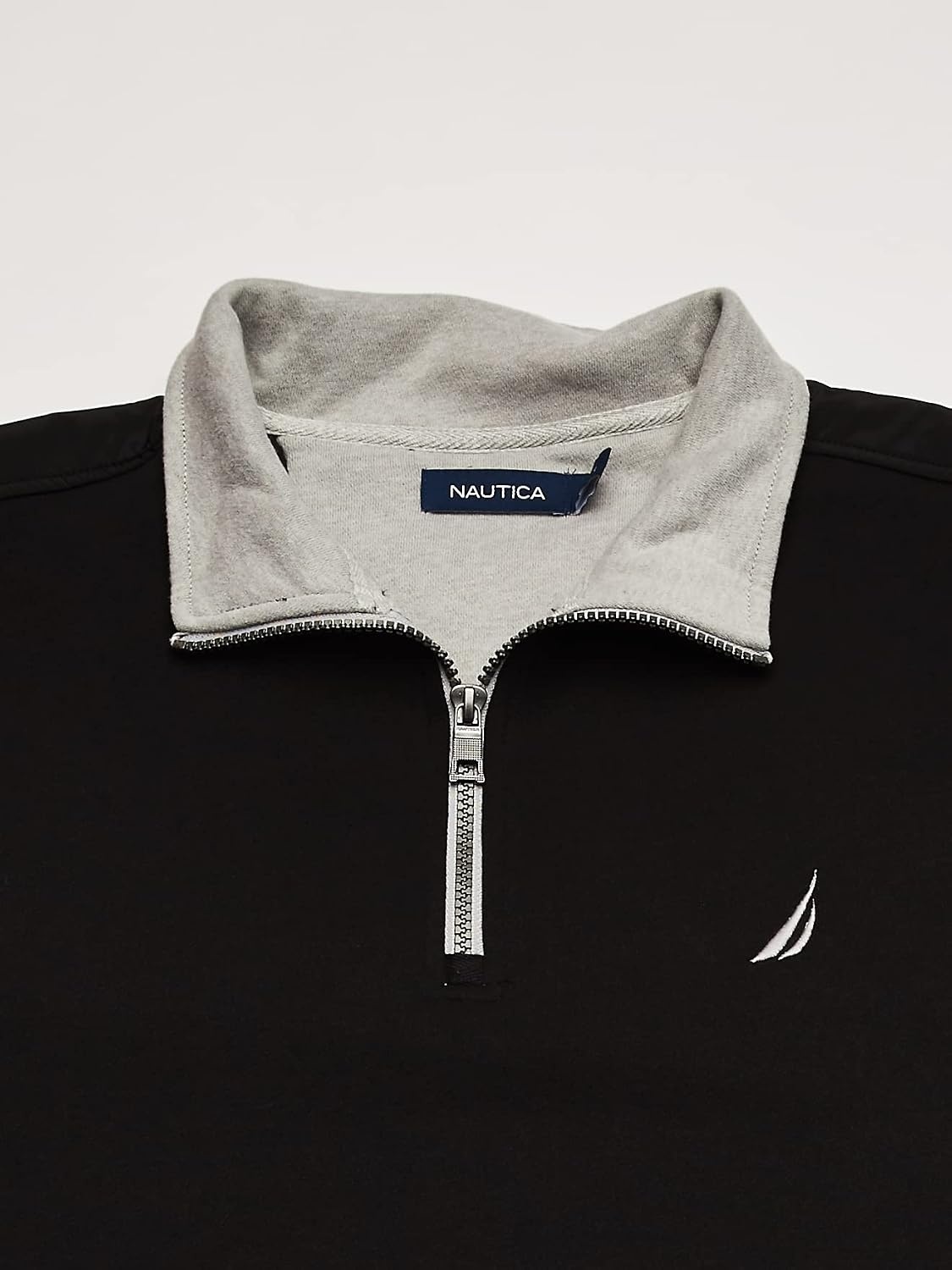 image:imageNautica Mens 14 Zip Pieced Fleece SweatshirtTrue Black