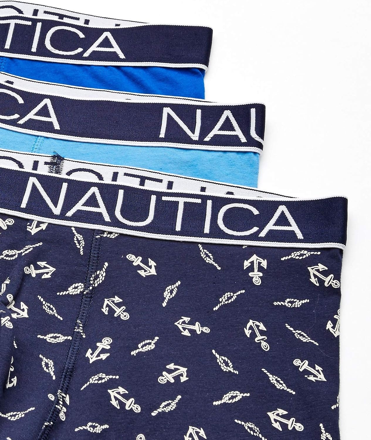 image:imageNautica Mens 3Pack Classic Cotton Stretch Boxer BriefsAero BlueSea CobaltAnchor Peacoat