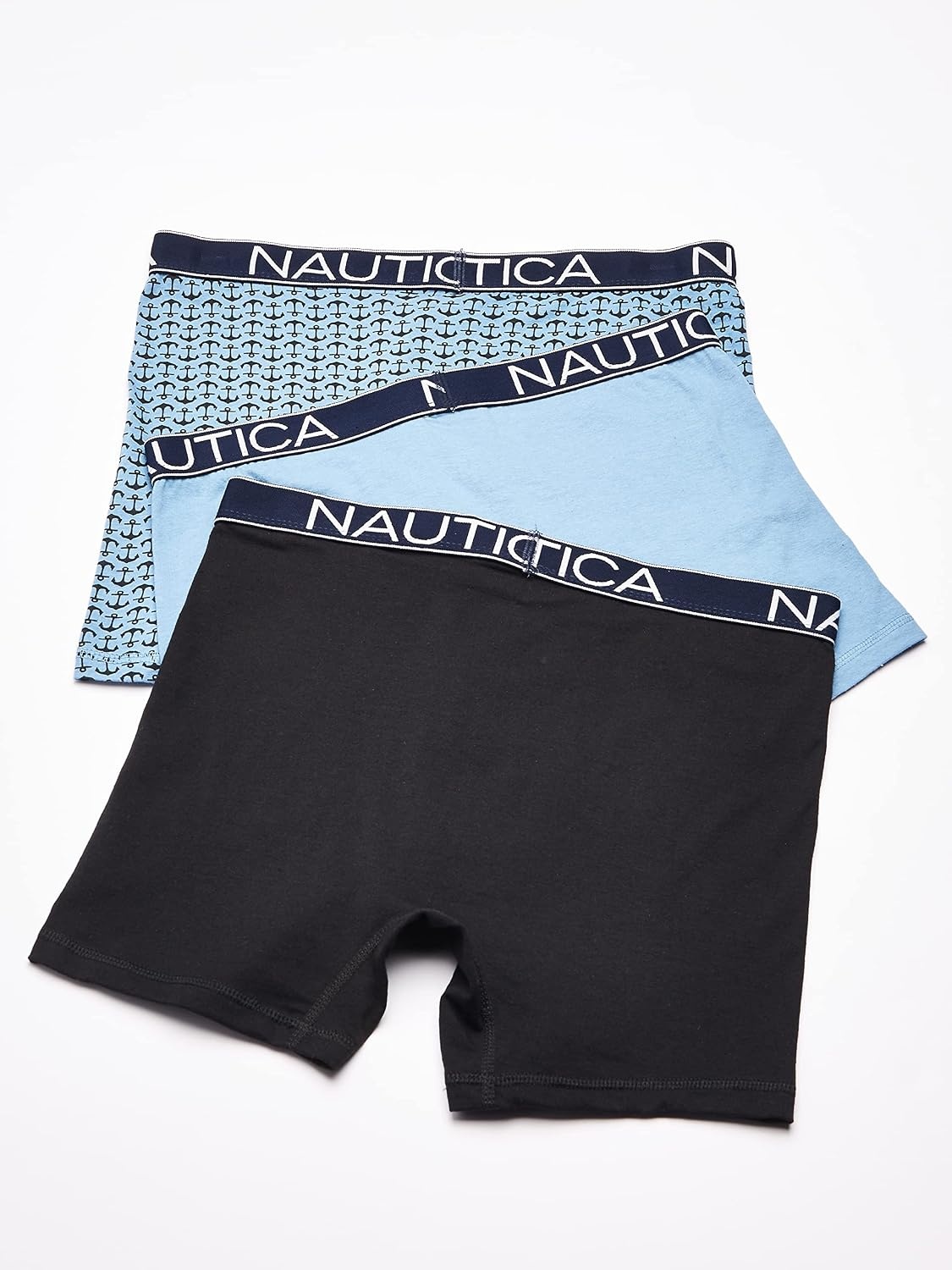 image:imageNautica Mens 3Pack Classic Cotton Stretch Boxer BriefsBlackAero BlueAnchor Print Aero Blue