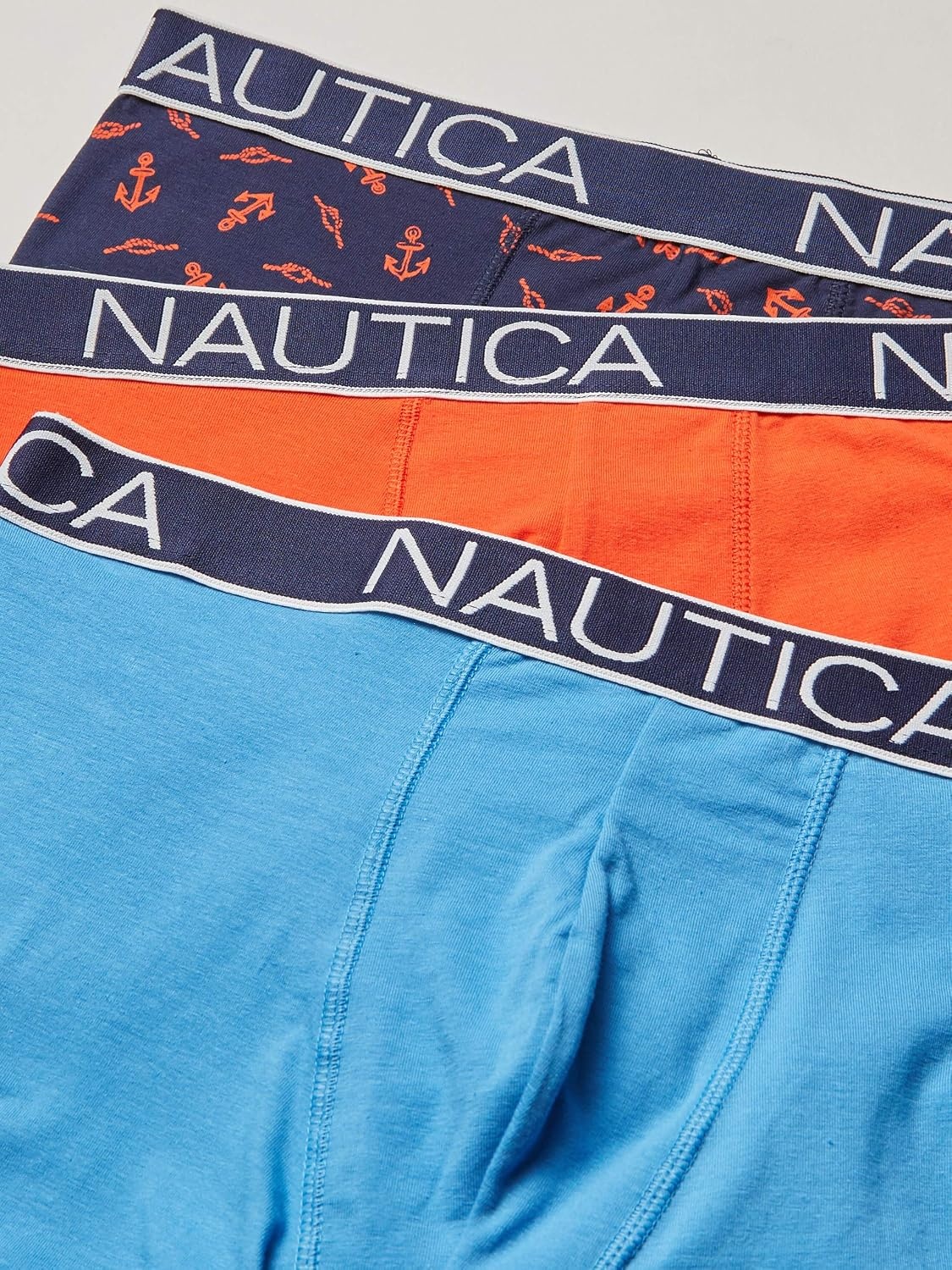 image:imageNautica Mens 3Pack Classic Cotton Stretch Boxer BriefsOrange PoppyAero BlueAnchor Peacoat