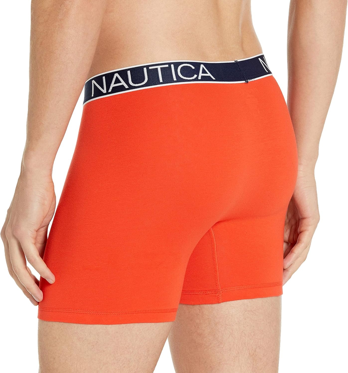 image:imageNautica Mens 3Pack Classic Cotton Stretch Boxer BriefsPeacoatOrange PoppyAnchor Print Cobalt