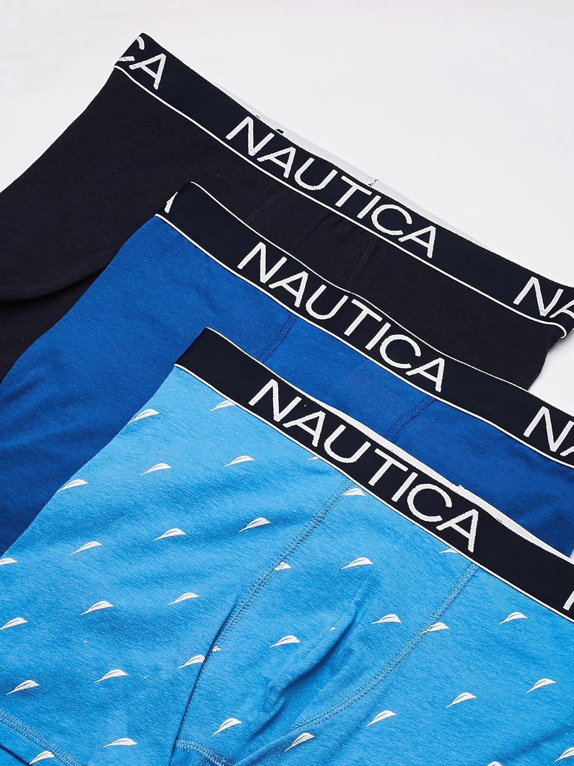 image:imageNautica Mens 3Pack Classic Cotton Stretch Boxer BriefsPeacoatSea CobaltSail Print Aero Blue