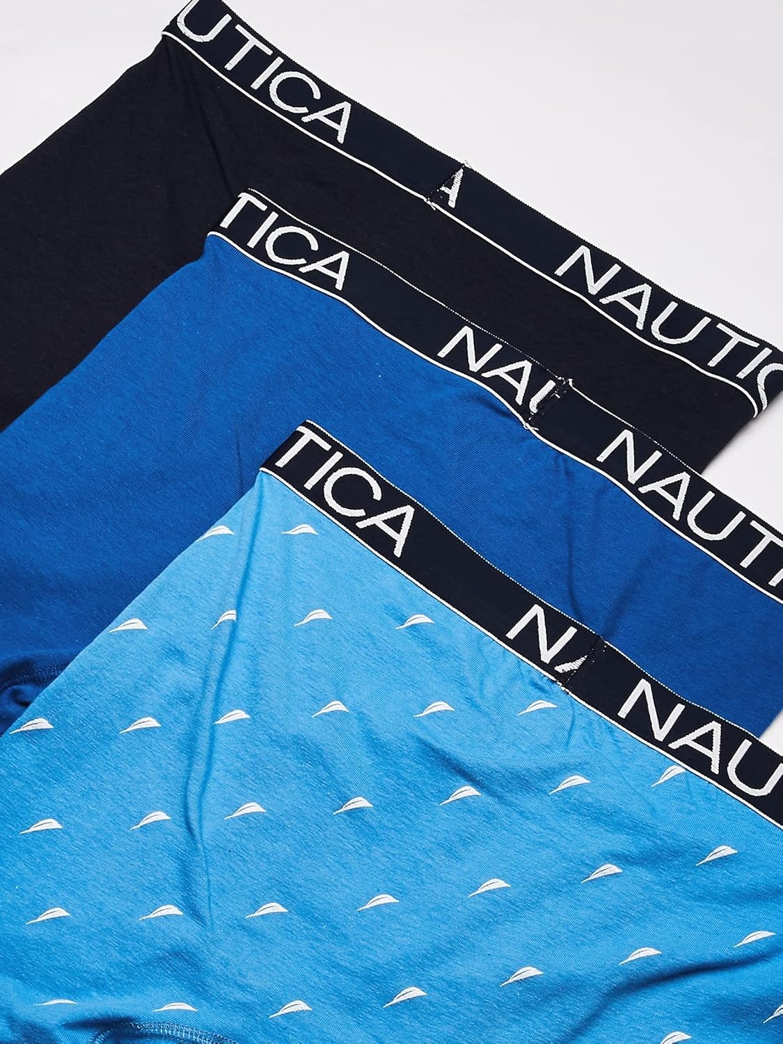 image:imageNautica Mens 3Pack Classic Cotton Stretch Boxer BriefsPeacoatSea CobaltSail Print Aero Blue