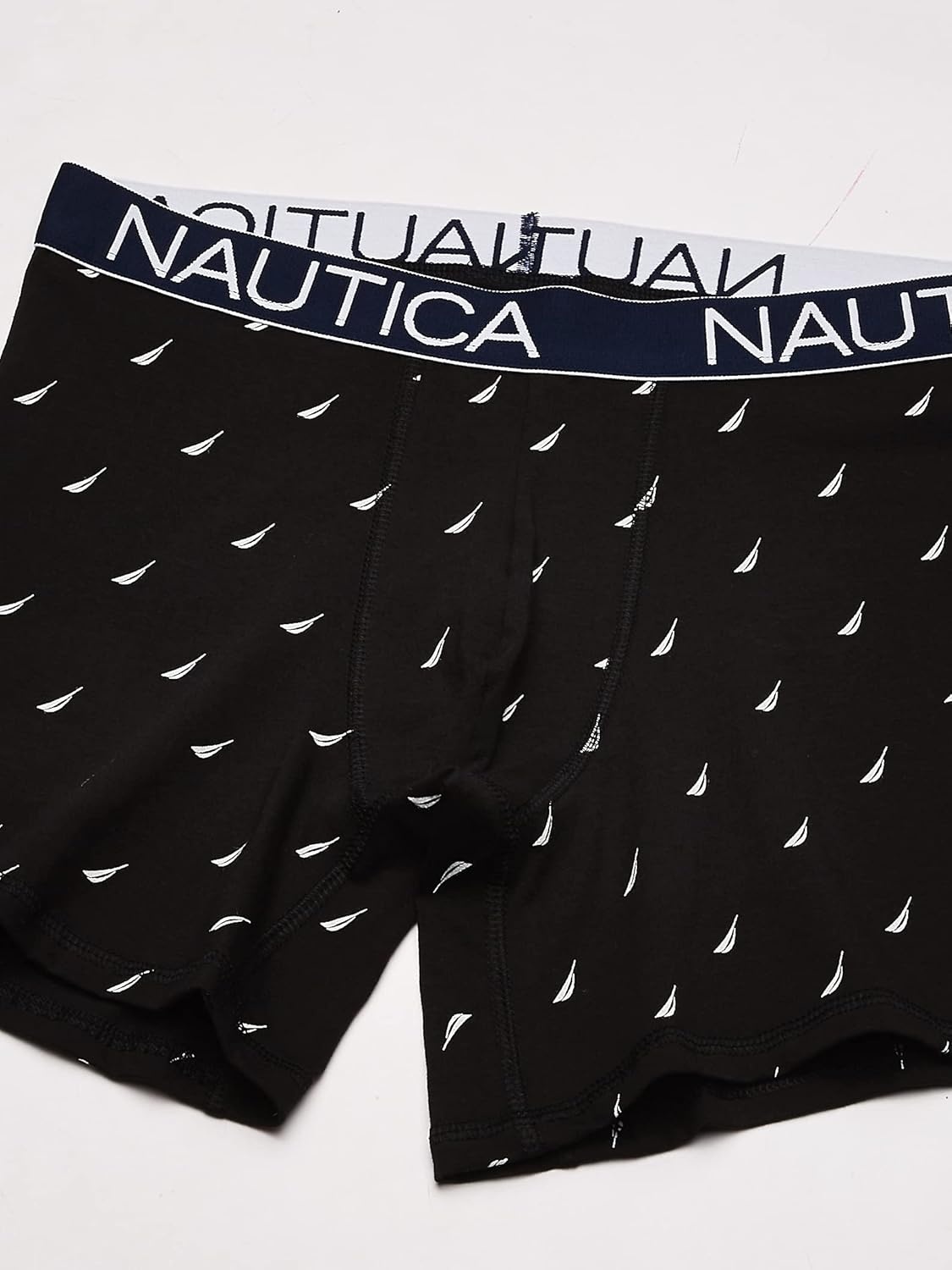 image:imageNautica Mens 3Pack Classic Cotton Stretch Boxer BriefsSea CobaltAlloySail Print Black White