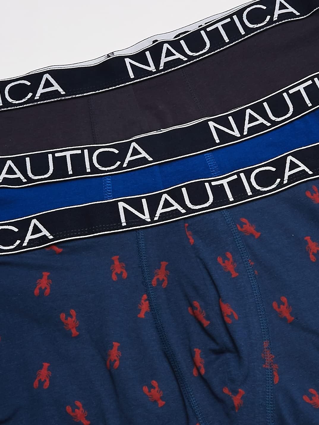 image:imageNautica Mens 3Pack Classic Cotton Stretch Boxer BriefsSea CobaltPeacoatLobster Print Blue