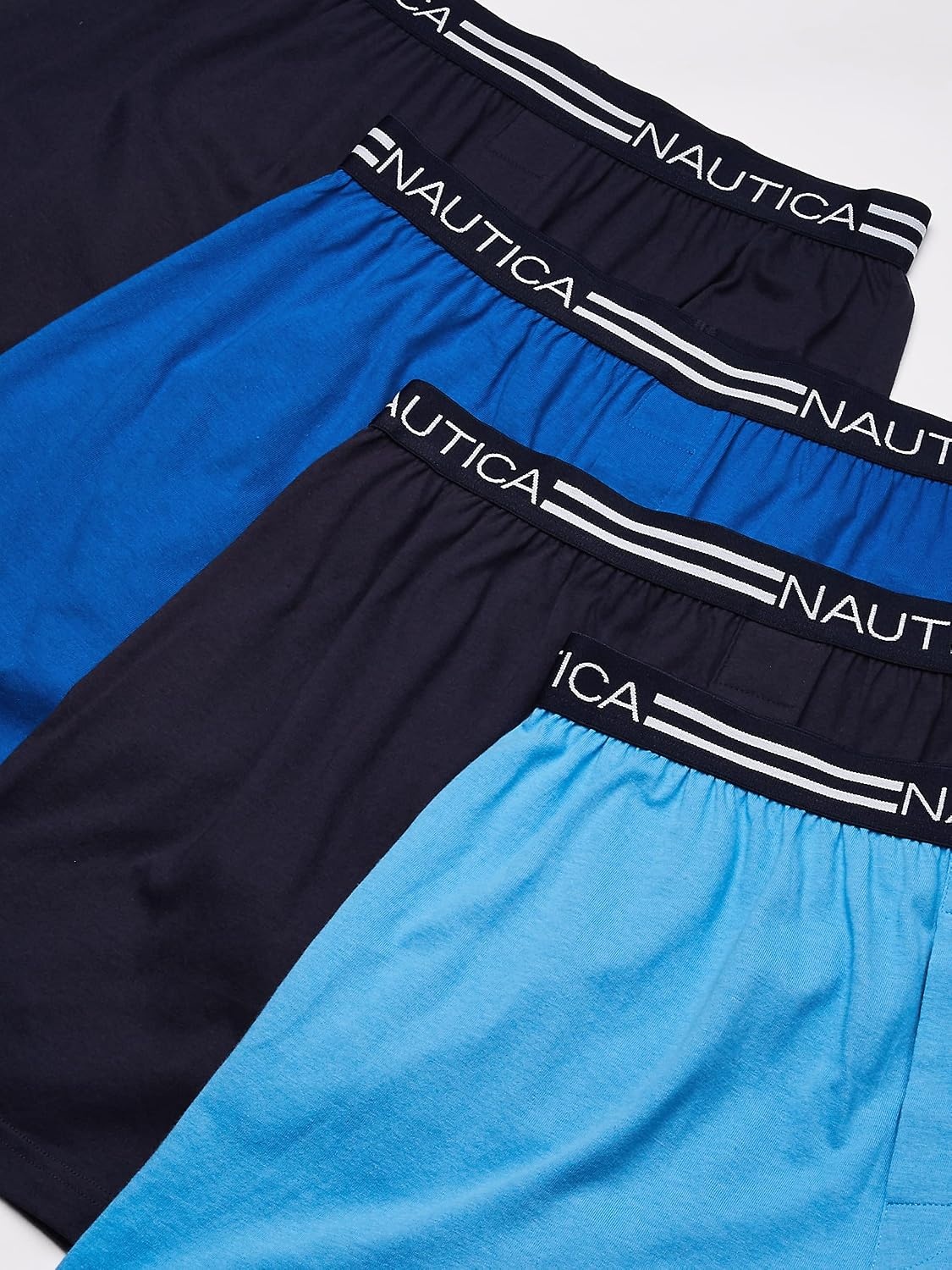 image:imageNautica Mens 4 Pack Classic Cotton Loose Knit BoxersPeacoatAero BlueSea Cobalt 4 Pack