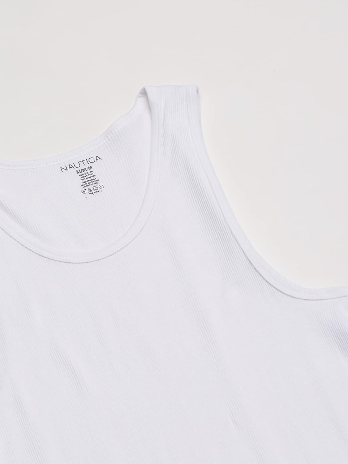 image:imageNautica Mens 4 Pack Ribbed Cotton Tank UndershirtsWhite