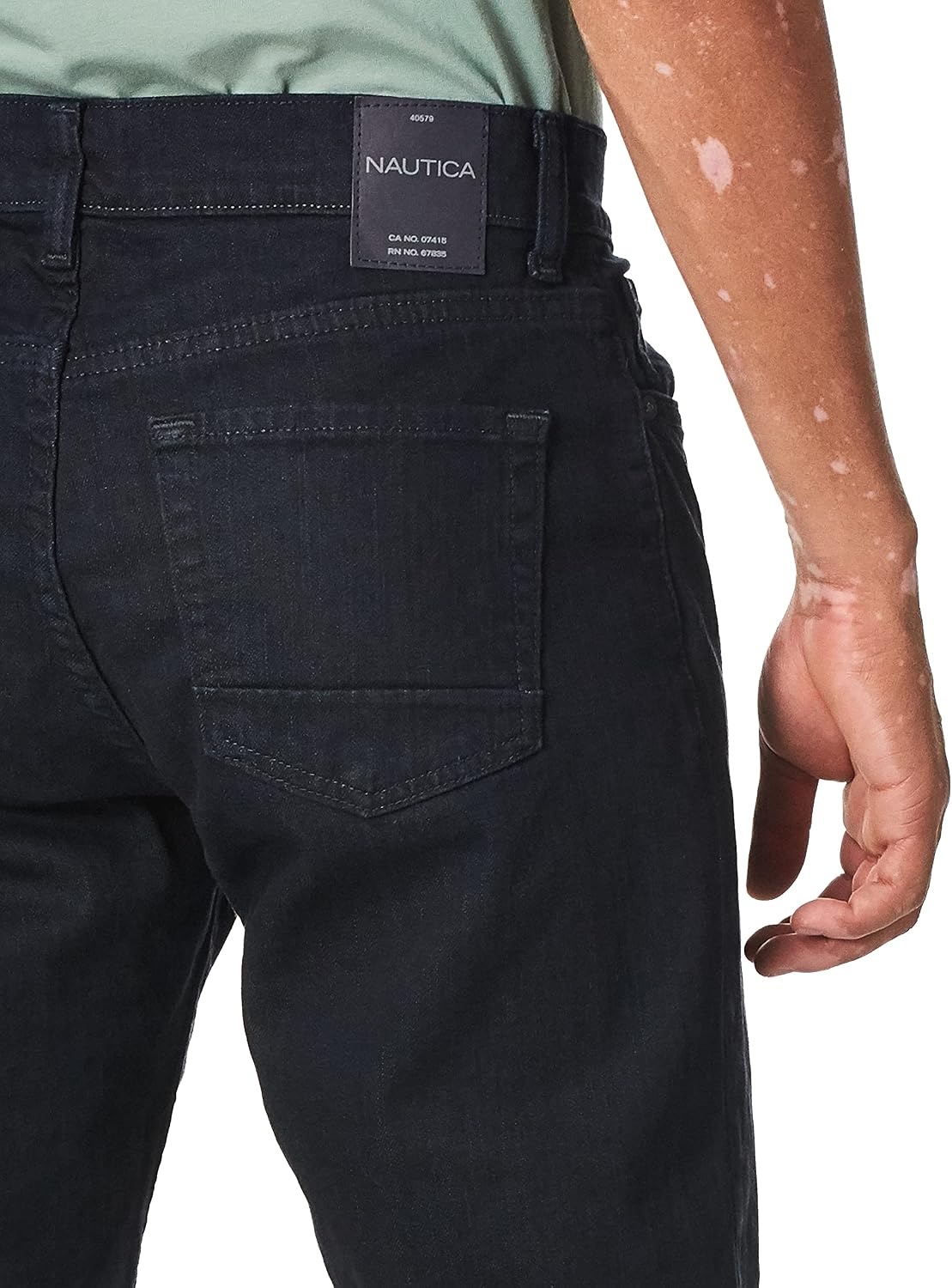 image:imageNautica Mens 5 Pocket Straight Fit Stretch JeanJeansPure Dark Pacific Wash