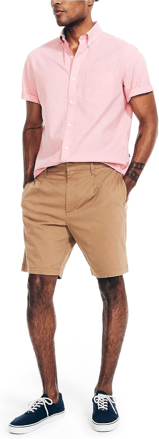image:imageNautica Mens 85 Pleated ShortOyster Brown