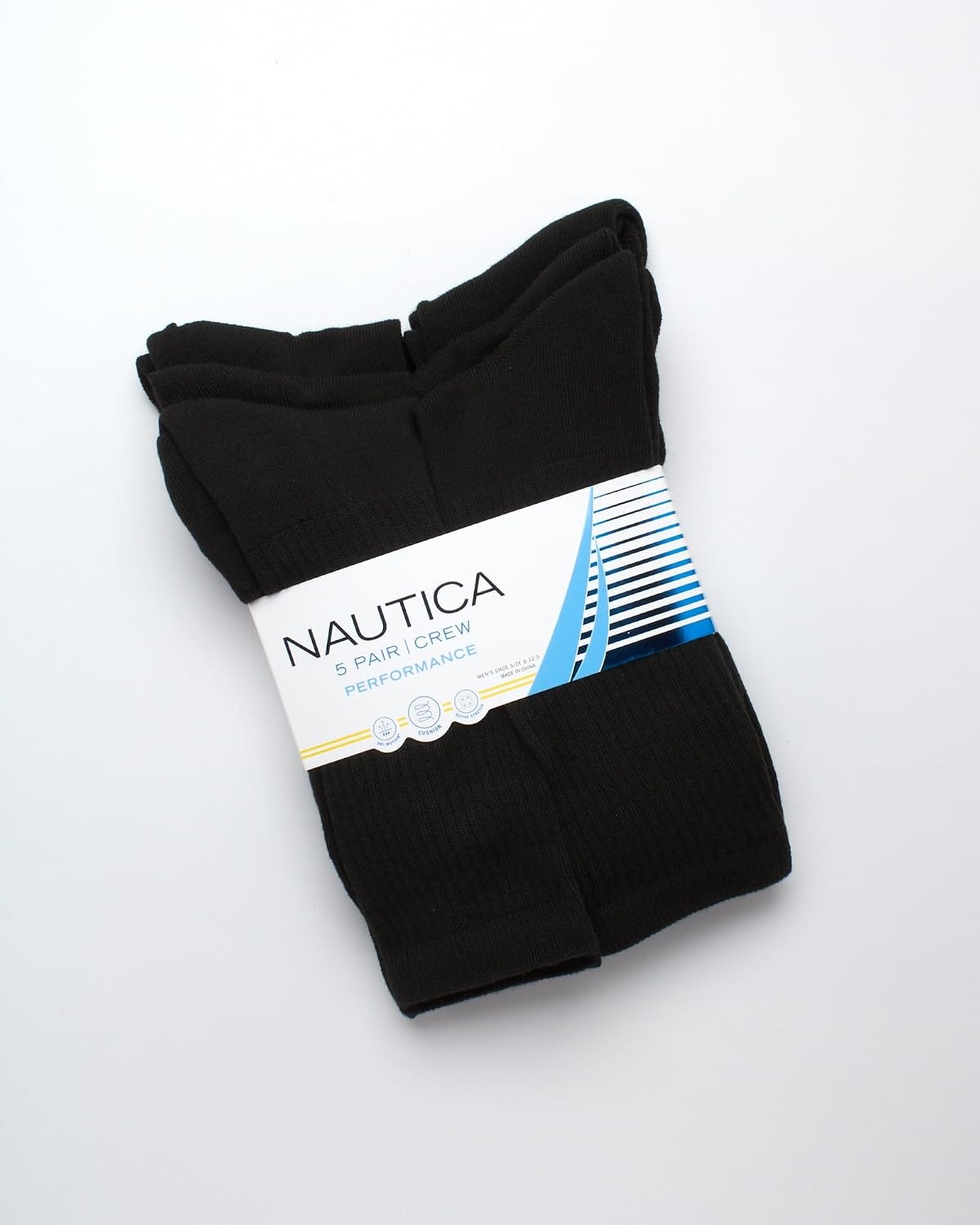 image:imageNautica Mens Athletic Crew Socks 5 Pack Moisture Wicking Cushioned Athletic Socks for Men with Reinforced Seams 6125All Black