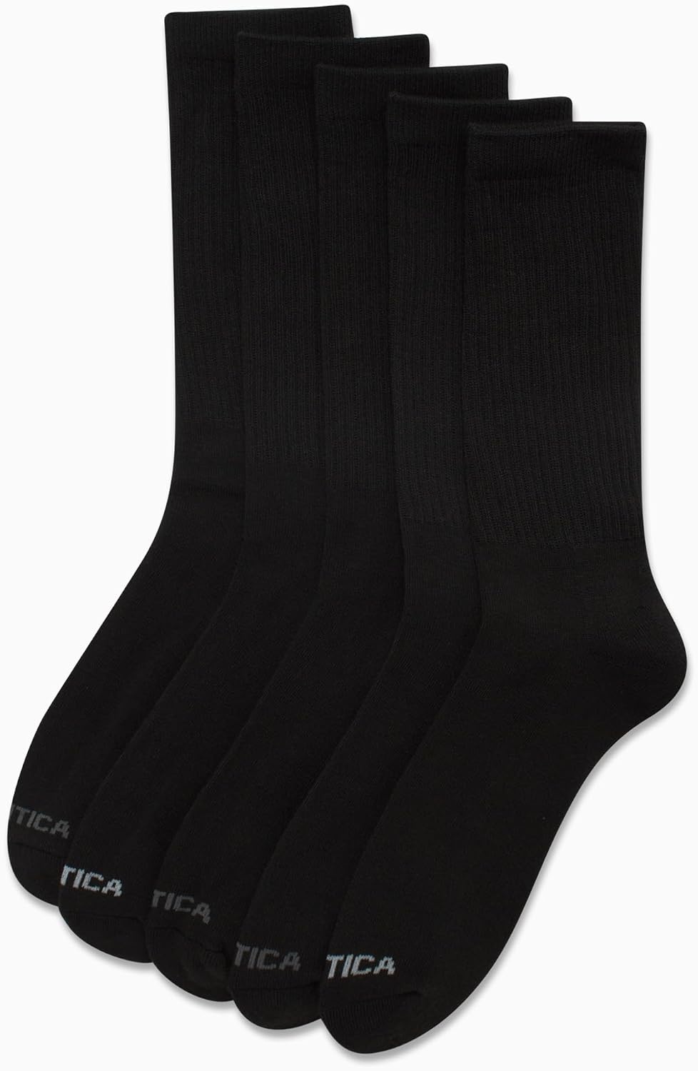 image:imageNautica Mens Athletic Crew Socks 5 Pack Moisture Wicking Cushioned Athletic Socks for Men with Reinforced Seams 6125All Black