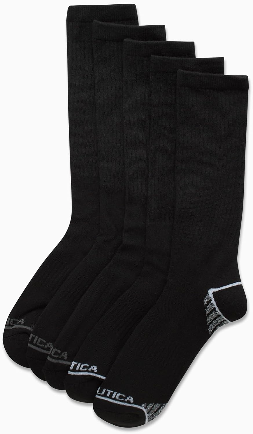 image:imageNautica Mens Athletic Crew Socks 5 Pack Moisture Wicking Cushioned Athletic Socks for Men with Reinforced Seams 6125Black