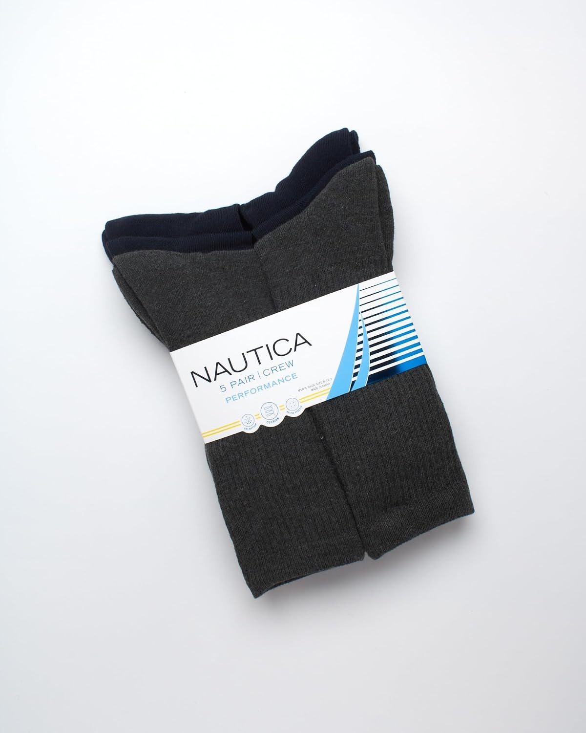image:imageNautica Mens Athletic Crew Socks 5 Pack Moisture Wicking Cushioned Athletic Socks for Men with Reinforced Seams 6125BlueGrey