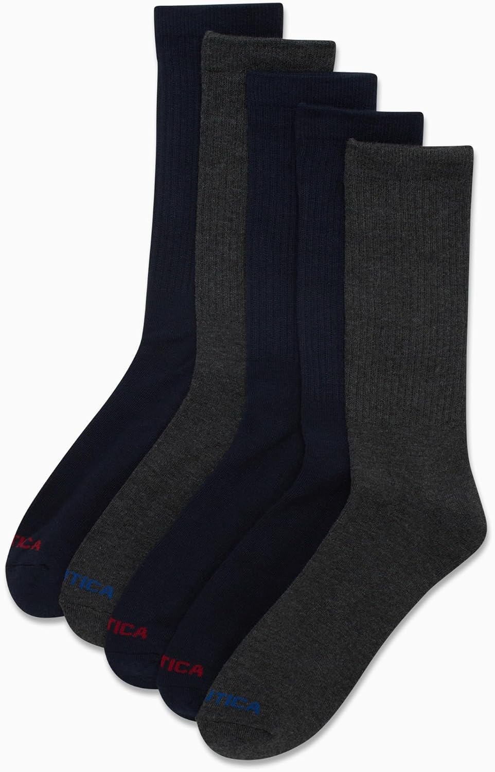 image:imageNautica Mens Athletic Crew Socks 5 Pack Moisture Wicking Cushioned Athletic Socks for Men with Reinforced Seams 6125BlueGrey