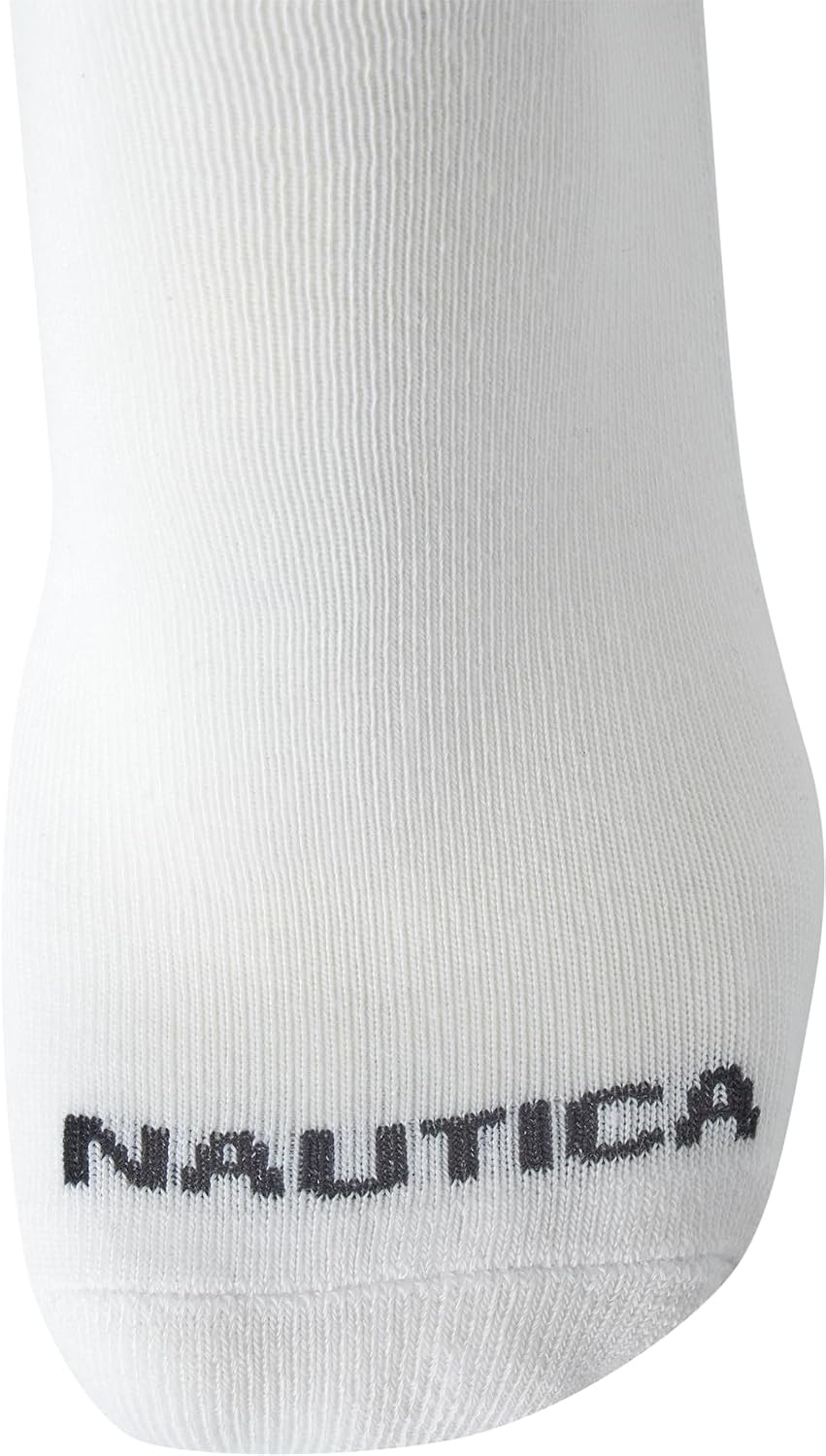 image:imageNautica Mens Athletic Crew Socks 5 Pack Moisture Wicking Cushioned Athletic Socks for Men with Reinforced Seams 6125Pure White