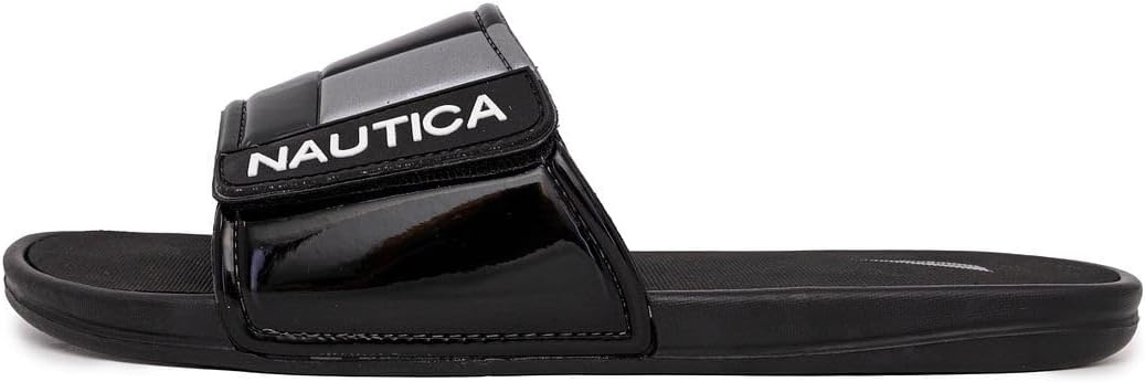 image:imageNautica Mens Athletic Slide Sandal Adjustable Straps Comfort SlipOnBlackSilver