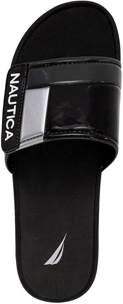 image:imageNautica Mens Athletic Slide Sandal Adjustable Straps Comfort SlipOnBlackSilver