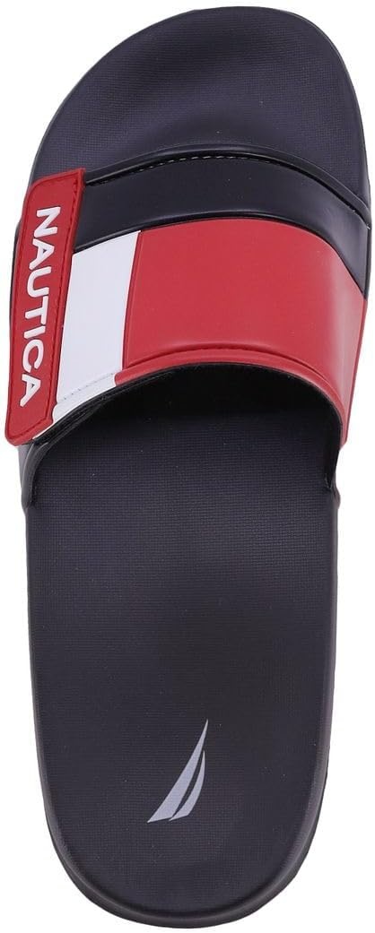 image:imageNautica Mens Athletic Slide Sandal Adjustable Straps Comfort SlipOnBower 2blackWhiteRed