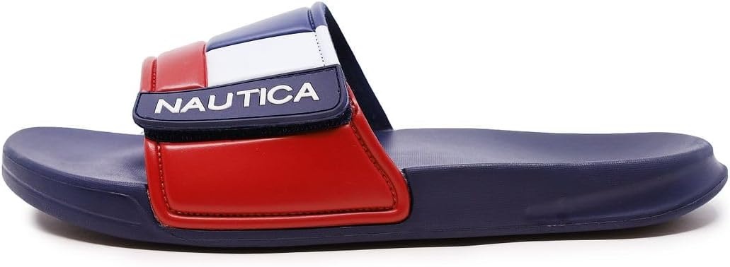image:imageNautica Mens Athletic Slide Sandal Adjustable Straps Comfort SlipOnBower 2navyWhiteRed