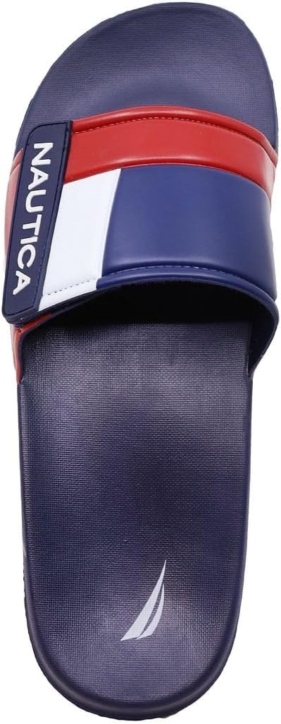 image:imageNautica Mens Athletic Slide Sandal Adjustable Straps Comfort SlipOnBower 2navyWhiteRed
