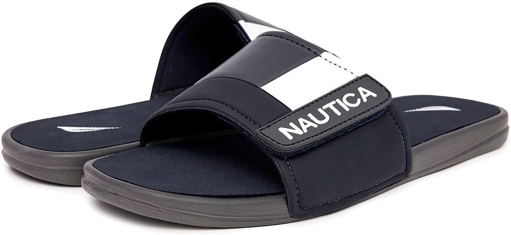 image:imageNautica Mens Athletic Slide Sandal Adjustable Straps Comfort SlipOnGrey