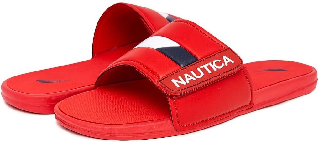 image:imageNautica Mens Athletic Slide Sandal Adjustable Straps Comfort SlipOnRed